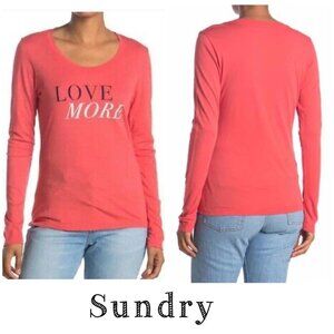 Sundry Love More Pink Graphic Long Sleeve Graphic Shirt
